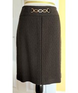 ANN TAYLOR Dark Brown Textured Knit Stretch Wool Skirt w/ Chain Detail (8) - $359.00 MXN