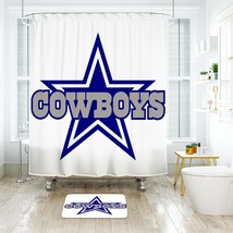 Dallas Cowboys 3 Shower Curtain Bath Mat Bathroom Waterproof Decorative - £18.37 GBP+