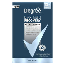 Degree Men Maximum Recovery Body Wipes 10xl Menthol - $12.65