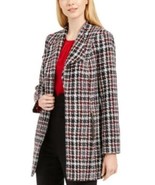 MSRP $169 Calvin Klein Petite Tweed Plaid Topper Jacket Red Size 4 P - $128.63 CAD
