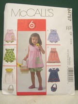 McCalls m4757 sizes 4-5-6 childs top,dress,panties and handbag - $7.29