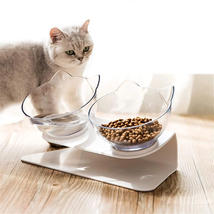 Elevated Non-Slip Double Cat Bowl With 15° Tilted Design - £37.94 GBP+