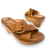 Sofft Balere Slide Platform Leather Sandal | Size 6.5 | Tan, Cork, Gold,... - £25.68 GBP