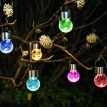 Hanging Solar Lights Outdoor, 8 Pack Decorative Cracked Glass Ball Light... - $33.99