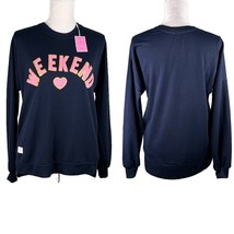 Simply Southern Weekend Sparkle Pullover Pockets Navy Pink Small New - $34.99