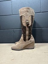 Ruffhewn Brown Leather Wedge Knee High Boots Wmns Sz 6.5 - £36.02 GBP