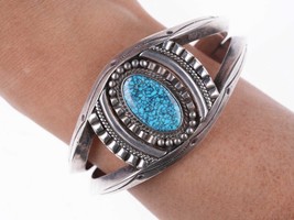 6.75&quot; c1950&#39;s Navajo Silver high grade spiderweb turquoise bracelet - £741.28 GBP