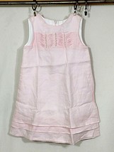 LULI &amp; ME Girls Dress Toddler 5 Light Rose Pink Linen 7423D Rosettes Pleat Smock - £30.54 GBP