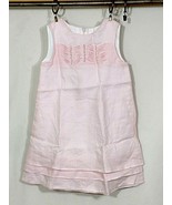 LULI &amp; ME Girls Dress Toddler 5 Light Rose Pink Linen 7423D Rosettes Ple... - £29.98 GBP