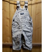 OshKosh B&#39;Gosh Baby Boy 12M  Khaki Cotton Overalls Embroider Dinosaurs V... - €23,40 EUR