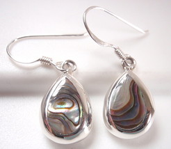 Reversible Abalone and Mother of Pearl Teardrop Sterling Silver Earrings - £14.14 GBP