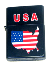 Zippo Lighter - American USA Map on Black Base Stamped USA - £17.88 GBP