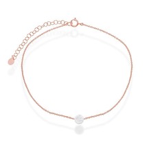 Sterling Silver White Opal Disc Anklet - Rose Gold Plated - $503.56 MXN