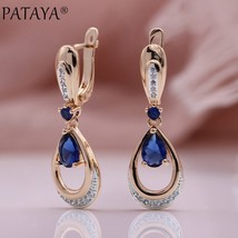 PATAYA New Cute Blue Water Drop Long Earrings Natural Zircon Women Earrings 585  - £18.77 GBP