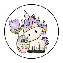 30 Unicorn Easter Envelope Seals Labels Stickers 1.5&quot; Round Floral Egg Planner - £5.89 GBP