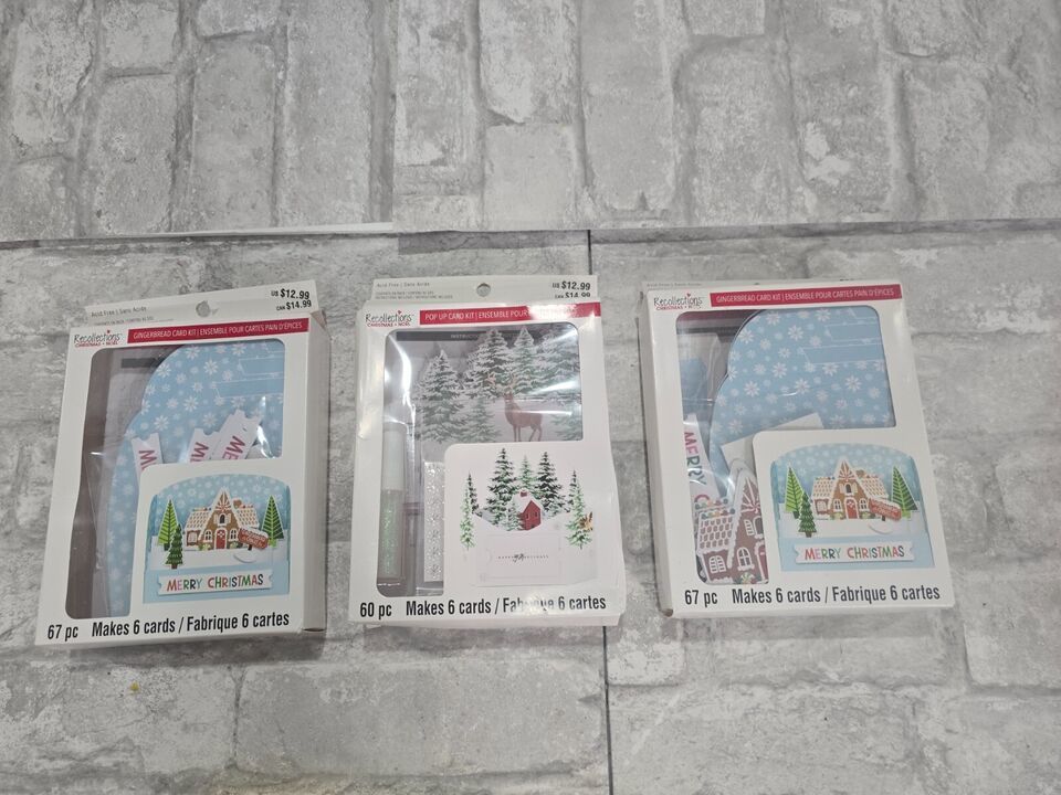 New Lot of 18 DIY Christmas Cards Gingerbread Kits Pop Up Card Kits Deer - £11.21 GBP