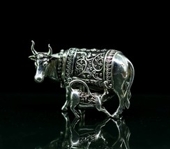 925 sterling silver kamdhenu cow Diwali puja article, mini cow figurine ... - $148.49