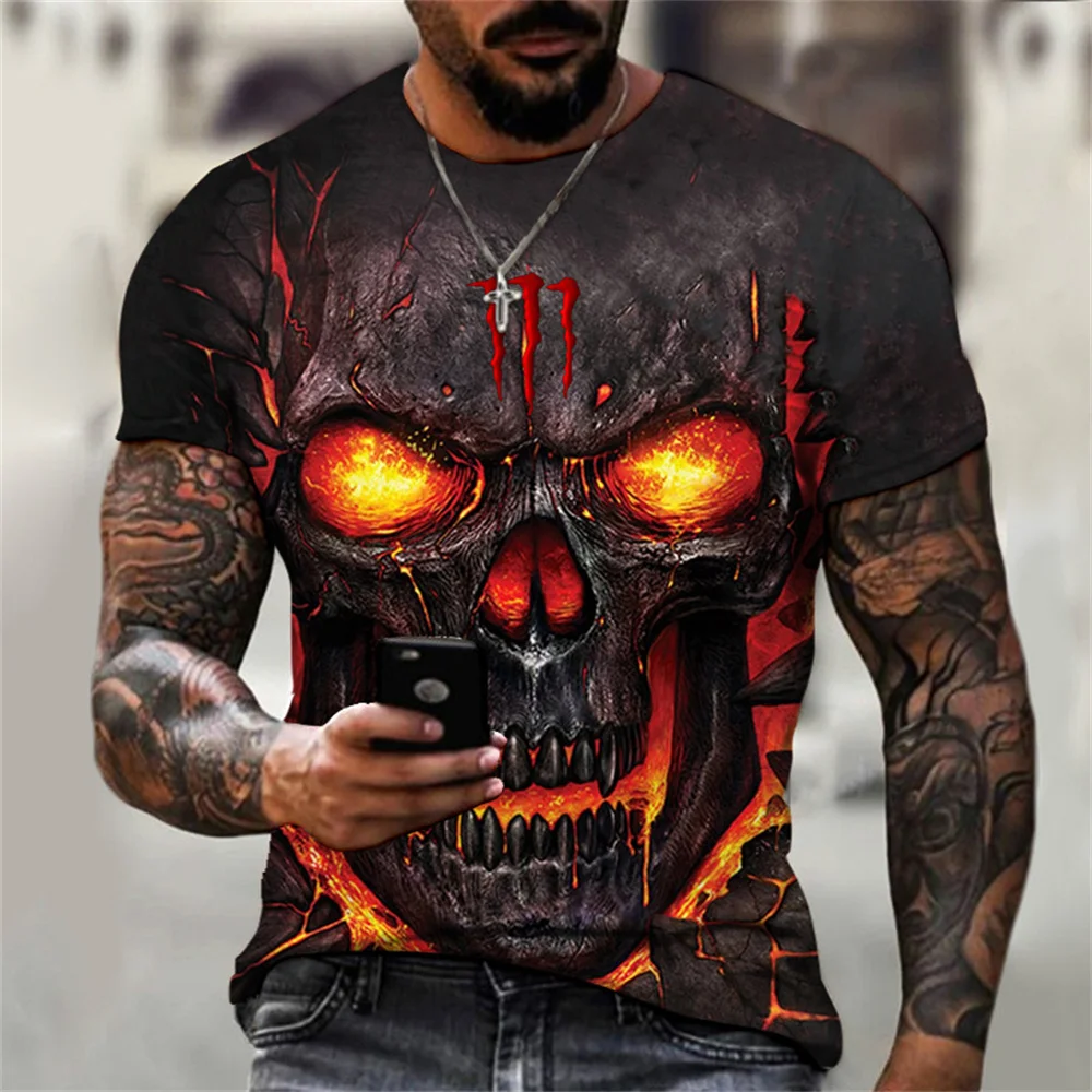 House Home Vintage Skull 3D Print T-Shirts Men&#39;s Summer Tees O-Ak Hip Ho... - £19.66 GBP