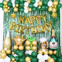 Green And Gold Birthday Party Decorations For Men Women Girls 145Pcs Birthday Pa - £26.74 GBP