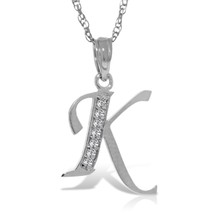 Initial &#39;K&#39; Pendant Diamond Necklace Galaxy Gold GG 14K Solid White Gold... - £383.61 GBP+