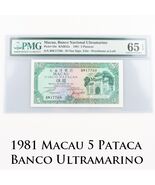 1981 Macau 5 Patacas Note Gem UNC-65 EPQ PMG Banco Nacional Ultramarino ... - $2,017.11 MXN