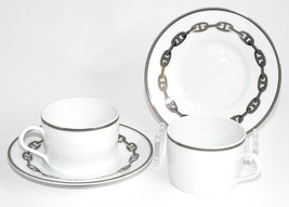 Hermes Chaine D&#39;ancre Tea Cup and Saucer 2 set Platinum silver coffee EX+ - $384.89