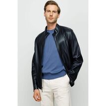 Vinci The Del Rio Dark Blue Leather Men Jacket image 3