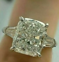 14k White Gold Over 5.40Ct Cushion Cut VVS1 Diamond Engagement &amp; Wedding... - £118.96 GBP