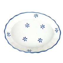 Glazed Stoneware Blue White Stars Pattern Trinket Dish - $12.87