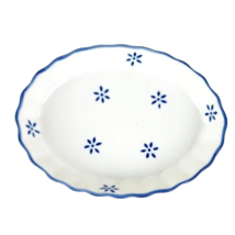 Glazed Stoneware Blue White Stars Pattern Trinket Dish - £9.61 GBP