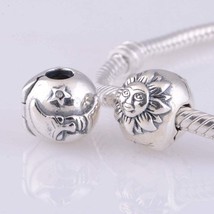 925 Sterling Silver Night and Day Moon, Sun and Star Clip Charm with Clear CZ - £13.59 GBP
