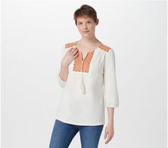 Haute Hippie TribeTunic Top with Studded Suede Detail (Antique, Size 2X) A395840 - $18.70