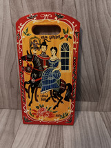 Hand Painted Russian Folk Art Wooden Decorative Serving Board -Vtg 1991 9.5 Inch - $28.05