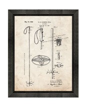 Ski Pole Patent Print Old Look with Beveled Wood Frame - £20.00 GBP+
