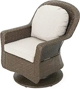 Christopher Knight Home Liam Outdoor Wicker Swivel Club Chairs With Wate... - £530.33 GBP
