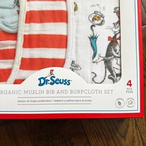 NEW Pottery Barn Baby Dr. Seuss Organic Muslin Bib &amp; Burp Cloth Set 4 Pc... - £38.98 GBP