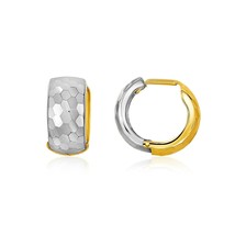 14k Two-Tone Gold 0.62in Diamond Cut and Interlaced Style Women&#39;s Hoop Earrings - £245.86 GBP