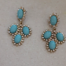 Earrings of impressive size with turquoise enamel inserts the clasp is s... - £11.62 GBP