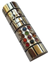 Beautiful metallic car mezuza mezuzah Shin &amp; 12 choshen breast plate gem... - £12.63 GBP