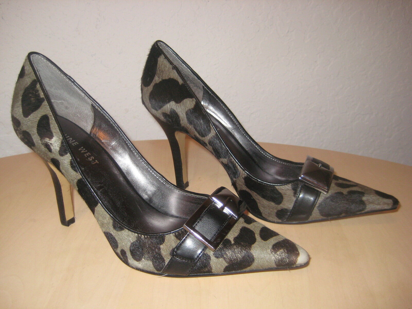 Primary image for Nine West Shoes Size 5.5 M New Womens Bell Town Olive Black Leopard Pumps NWOB