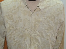 Men&#39;s LARGE Tommy Bahama Long Sleeve Shirt Lyocell blend BEIGE floral st... - $13.49