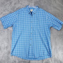 LL Bean Shirt Men&#39;s XL Blue Plaid Button Up Outdoor Casual Extra Large Short - £13.03 GBP