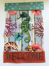 Seahorse Shells Yard Flag Welcome 12&quot;x 18&quot; Outdoor Beach Summer House Beautiful - £19.48 GBP