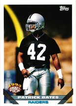 Los Angeles Raiders Patrick Bates RC 1993 Topps Draft Pick NFL Football Card 314 - £1.23 GBP