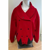 Modern Classic Vintage 1980s Red Wool Blend Moto Jacket Women&#39;s Medium - $27.24 CAD