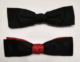 Clip On Bow Ties For Neck Collars On Shirts 2 Count Black Red - £7.22 GBP