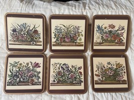 Set of Six Pimpernel Floral Array Cork Backed Coaster in Original Box Floral - $17.40