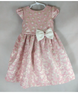 Jayne Copeland Beautiful Pink Floral Metallic Dress With Bow Girls Size 5 - $27.12 CAD