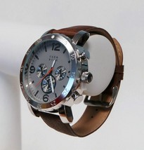 NEW Oak &amp; Rush 1704A-OR Mens Gray Dial Silver Case Brown Leather Oversized Watch - £10.77 GBP