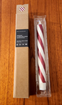 Nib Premium Flickering Flameless Wax Taper Candle Glitter Candy Striped Holiday - £23.70 GBP